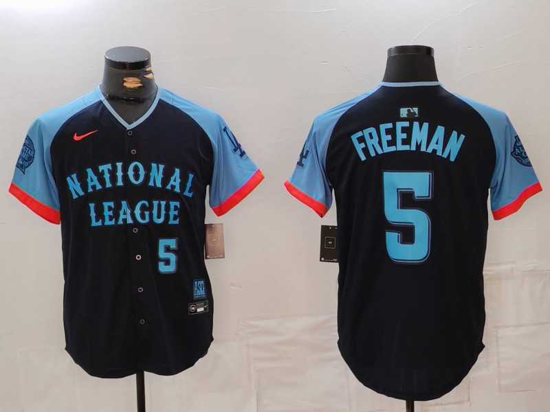 Men%27s Los Angeles Dodgers #5 Freddie Freeman Number Navy 2024 All Star Limited Stitched Jersey